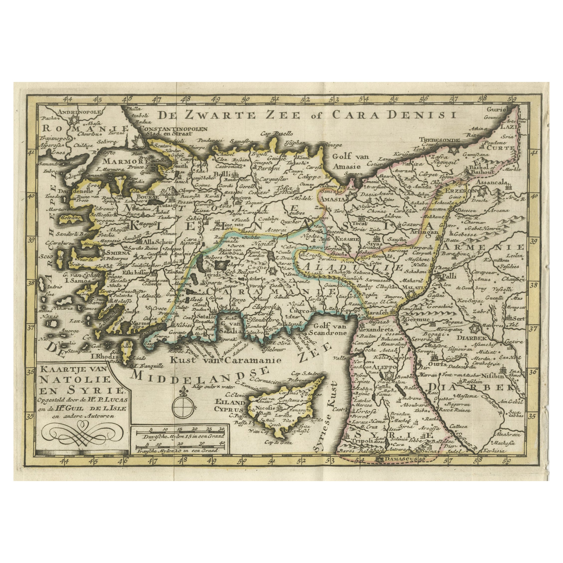 Antica mappa dell'Anatolia, parte dell'odierna Turchia, Armenia e Siria, 1745 in vendita