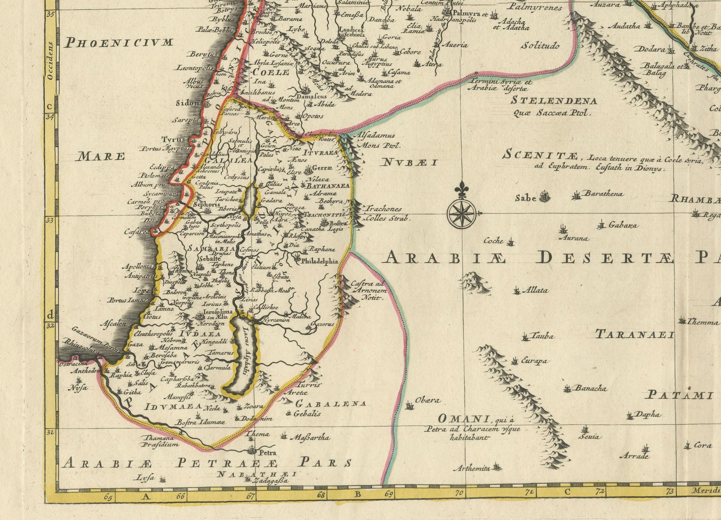Old Map of Ancient Assyria Divided into Syria, Mesopotamia, Babylonia & Assyria In Good Condition For Sale In Langweer, NL