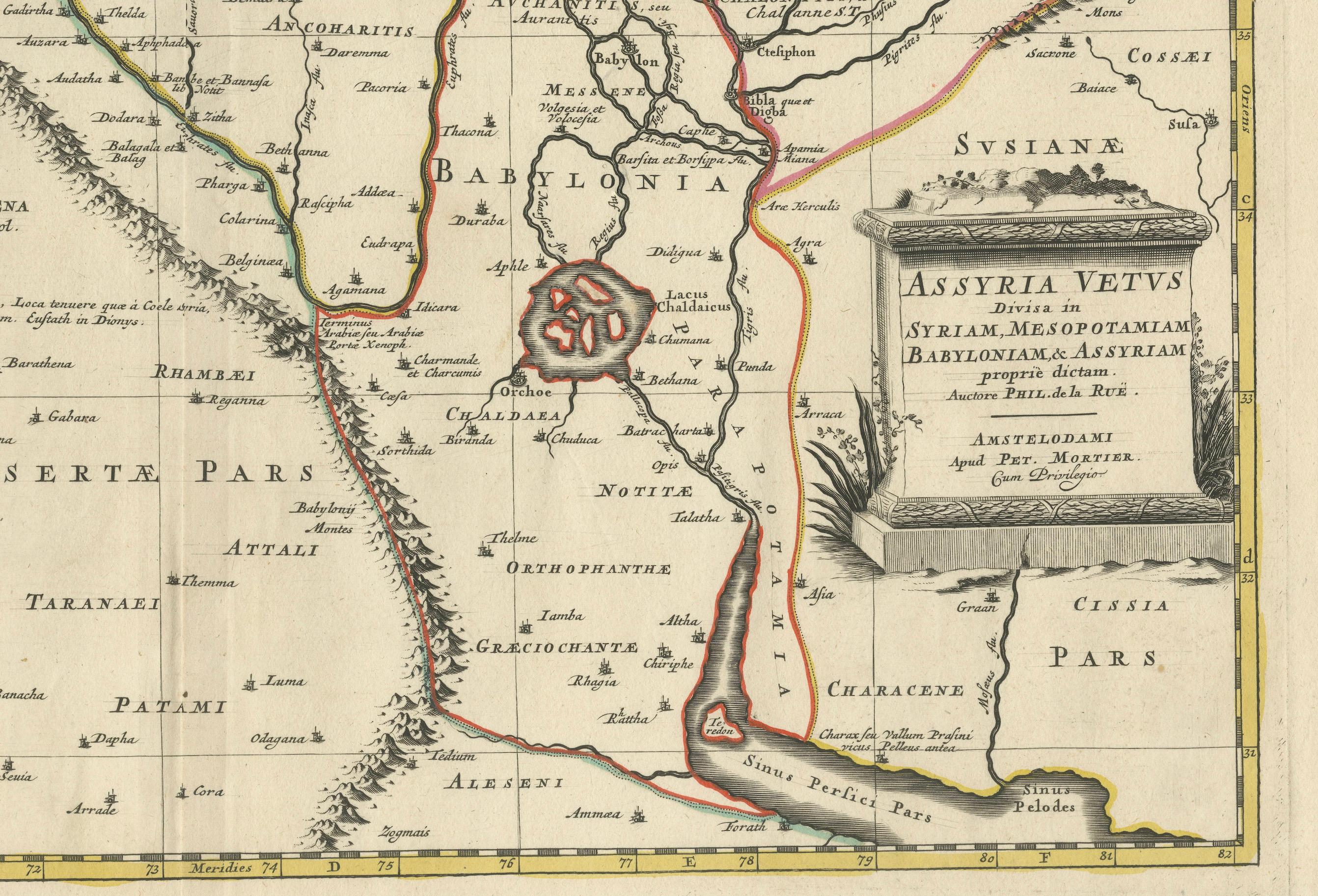 Early 18th Century Old Map of Ancient Assyria Divided into Syria, Mesopotamia, Babylonia & Assyria For Sale