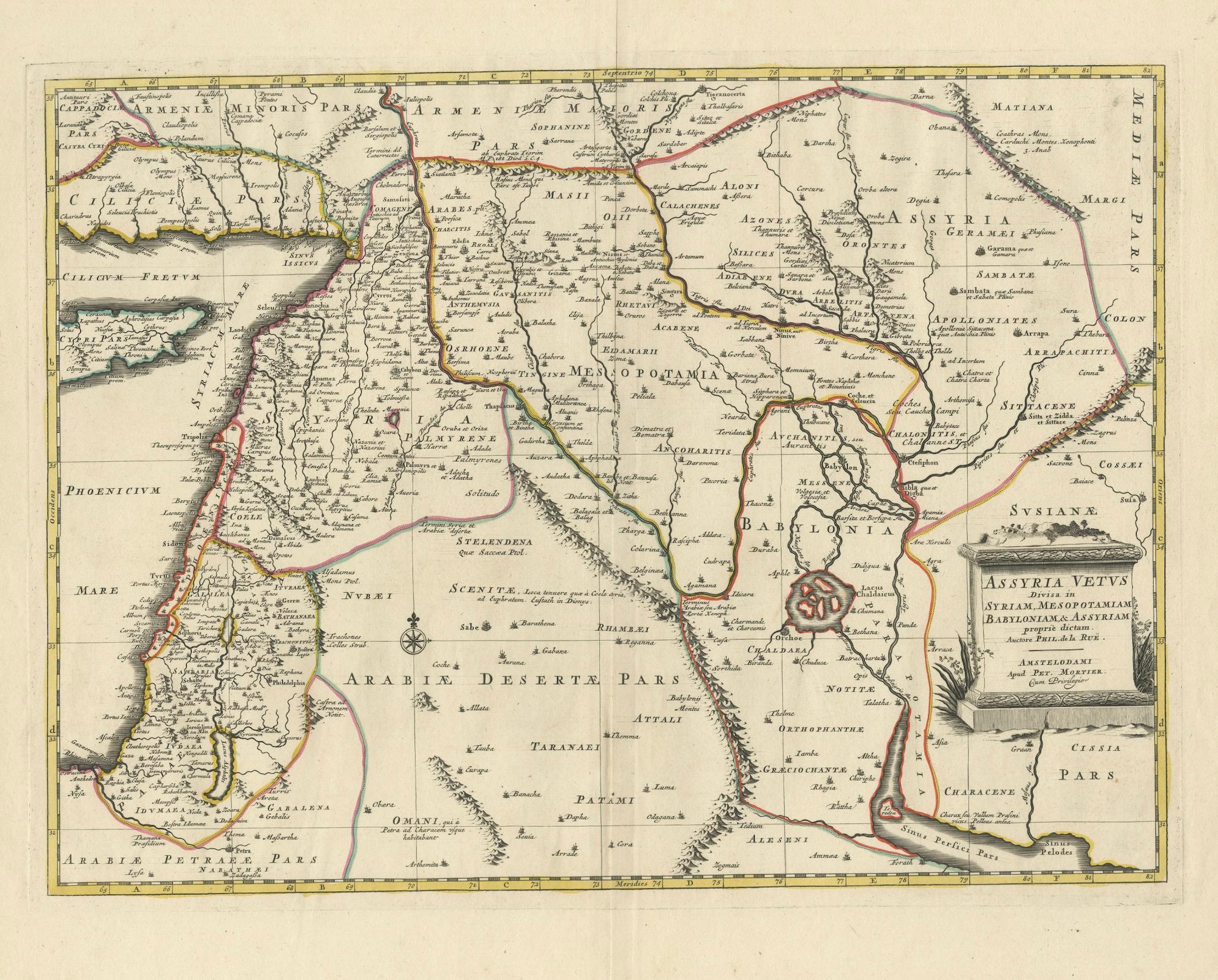 Paper Old Map of Ancient Assyria Divided into Syria, Mesopotamia, Babylonia & Assyria For Sale