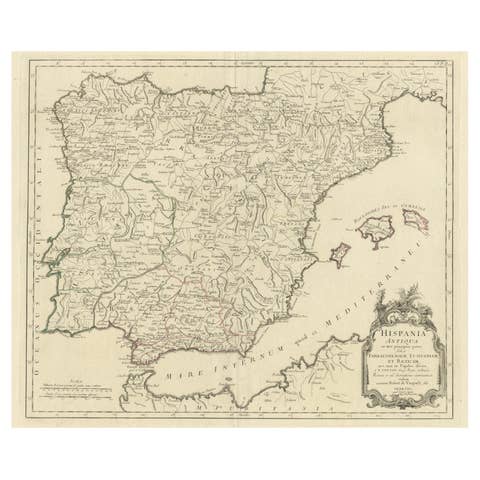Old Map of Ancient Spain and Portugal – Hispania Antiqua Featuring Roman Cities
