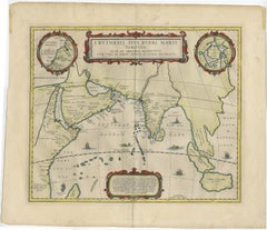 Old Map of Ancient Times covering Egypt Towards Arabia and India to Java, c.1660