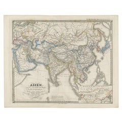 Carte ancienne d'Asie représentant l'Asie du 6e au 9e siècle, vers 1855