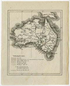 Old Map of Australia Showing The Routes of the Main Explorers, ca.1900