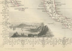 Old Map of British Mediterranean Territories with Images of Historic Sites, 1851