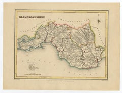 Old Map of Glamorganshire by Lewis 1844 – Swansea Cardiff Merthyr Tydfil Neath