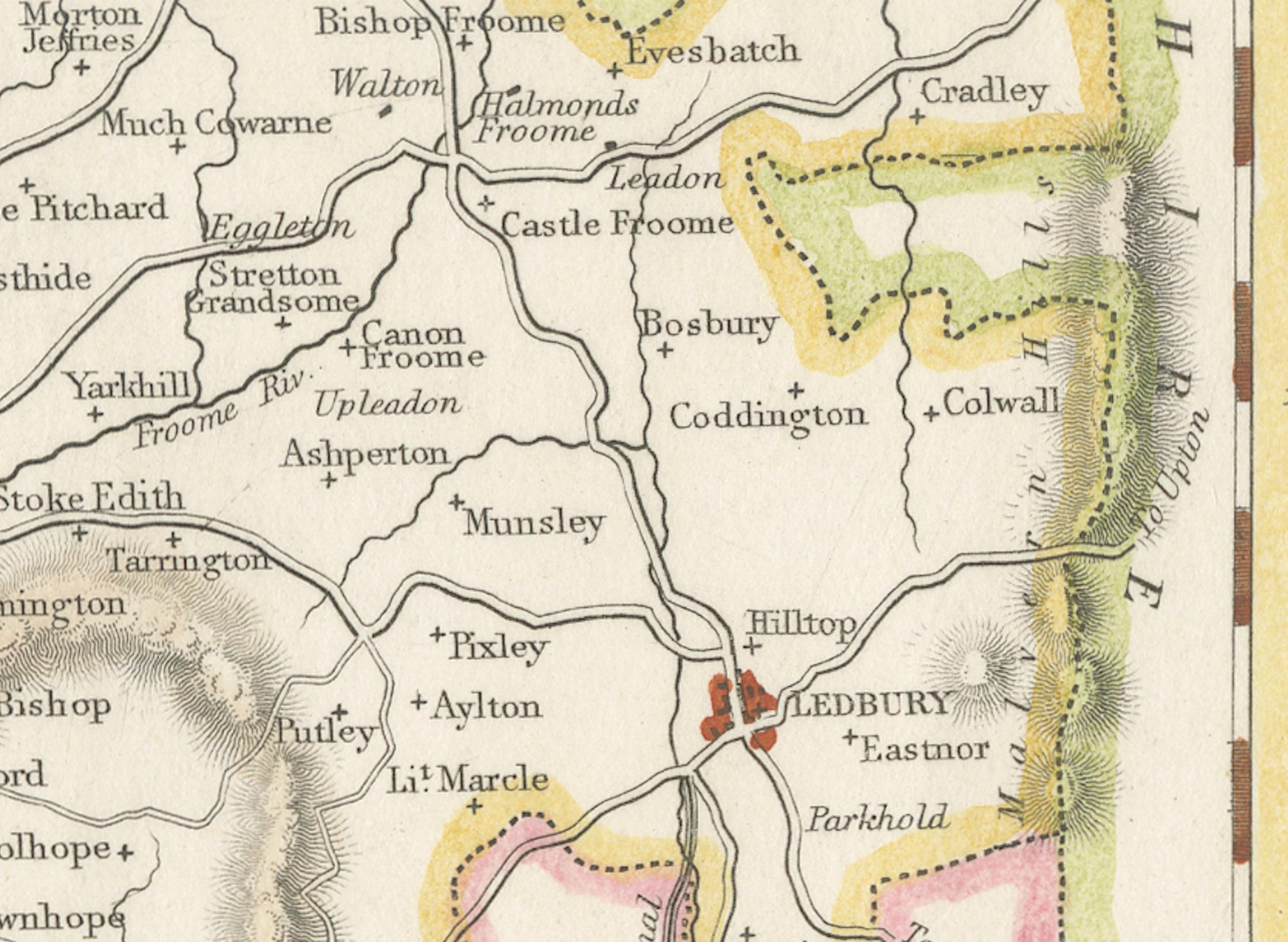 Old Map of Gloucestershire by Samuel Lewis 1844 – Gloucester, Cheltenham, Bristo For Sale 4