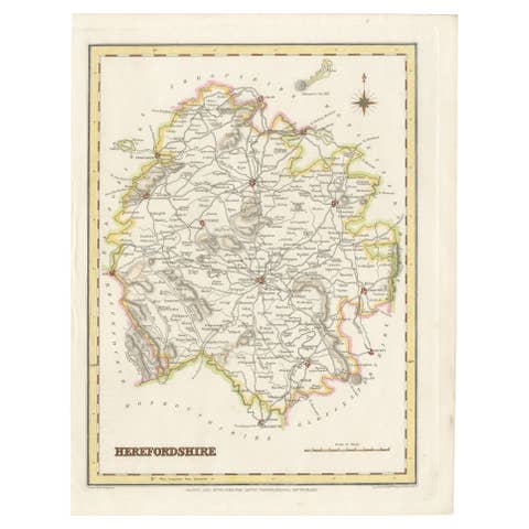 Old Map of Herefordshire 1844 – Hereford Leominster Ross-on-Wye Kington Bromyard