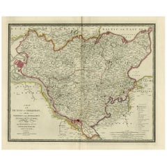 Antique Old Map of Holstein with the Imperial Towns Hamburg & Lubeck, Germany, 1854
