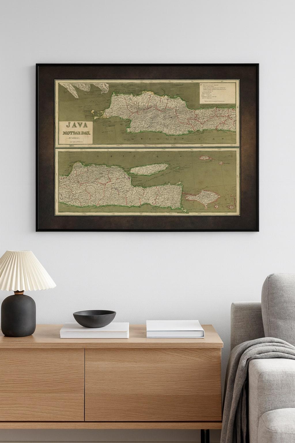 Mapa antiguo de Java, Madura y Bali - Cartografía colonial de las Indias Orientales Holandesas, 1884 Holandés en venta