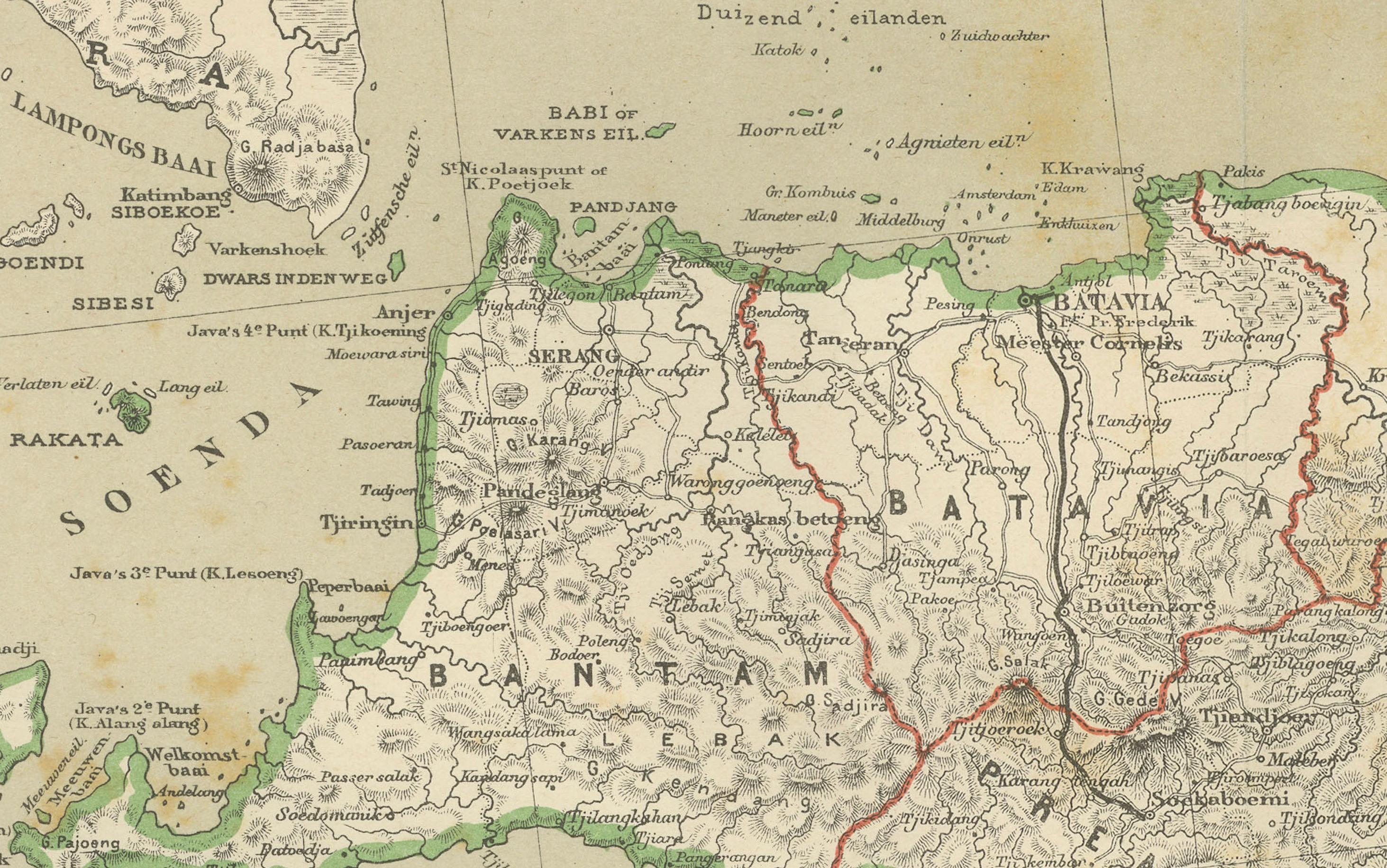 Mapa antiguo de Java, Madura y Bali - Cartografía colonial de las Indias Orientales Holandesas, 1884 Fines del siglo XIX en venta
