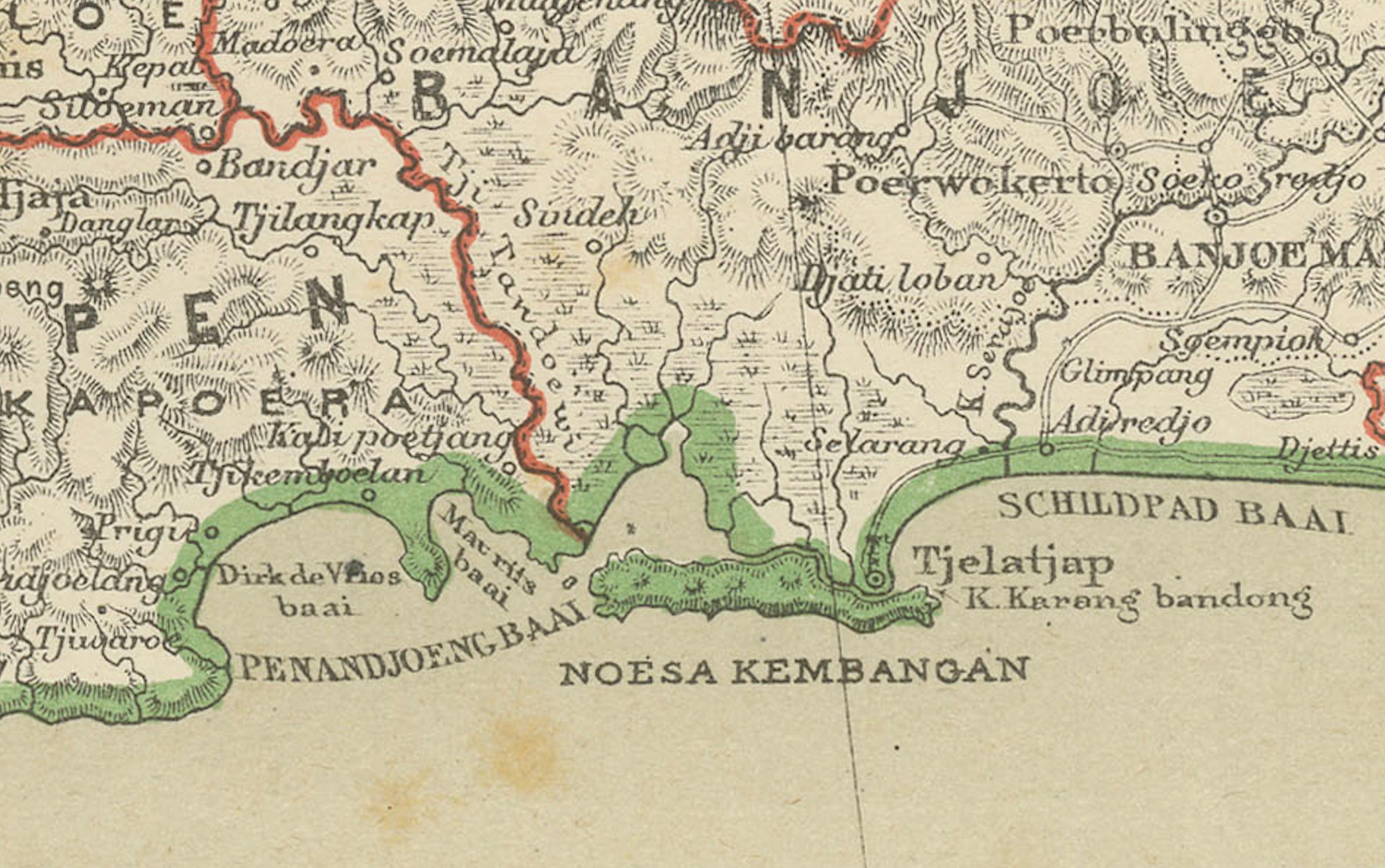 Mapa antiguo de Java, Madura y Bali - Cartografía colonial de las Indias Orientales Holandesas, 1884 en venta 2