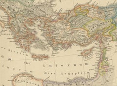 Old Map of Mediterranean Powers: Pompey to Actium (66-31 BC), Published in 1880