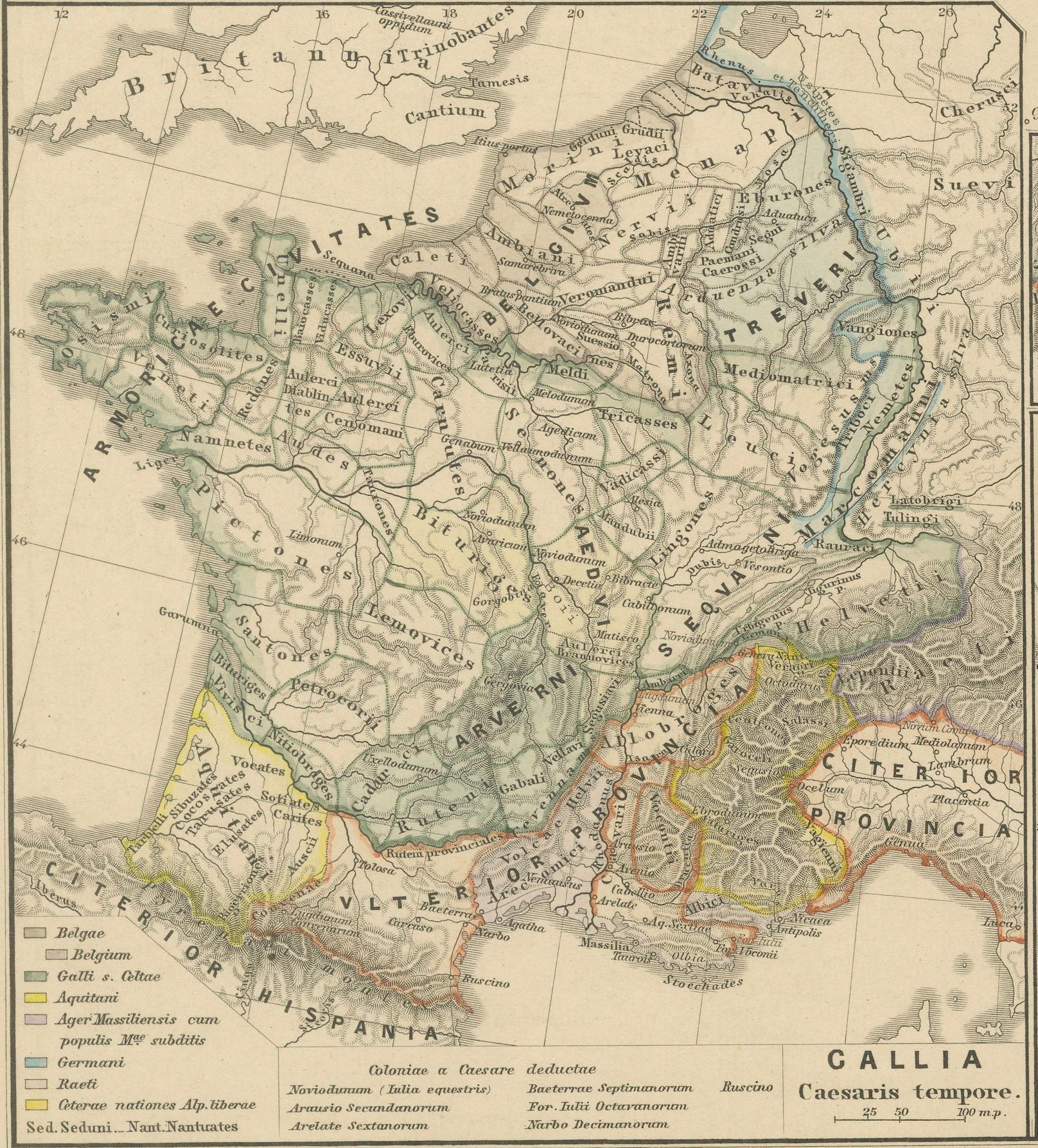 Fin du XIXe siècle Ancienne carte des pouvoirs méditerranéens : Pompey to Actium (66-31 avant J.-C.), publiée en 1880  en vente