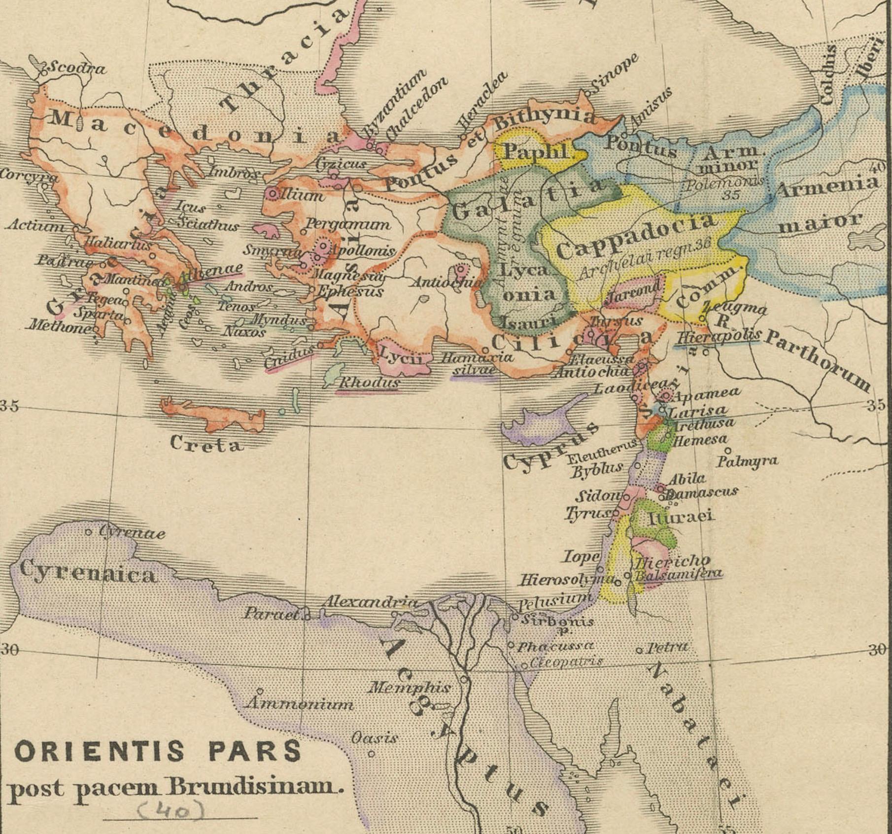 Old Map of Mediterranean Powers: Pompey to Actium (66-31 BC), veröffentlicht 1880  (Papier) im Angebot