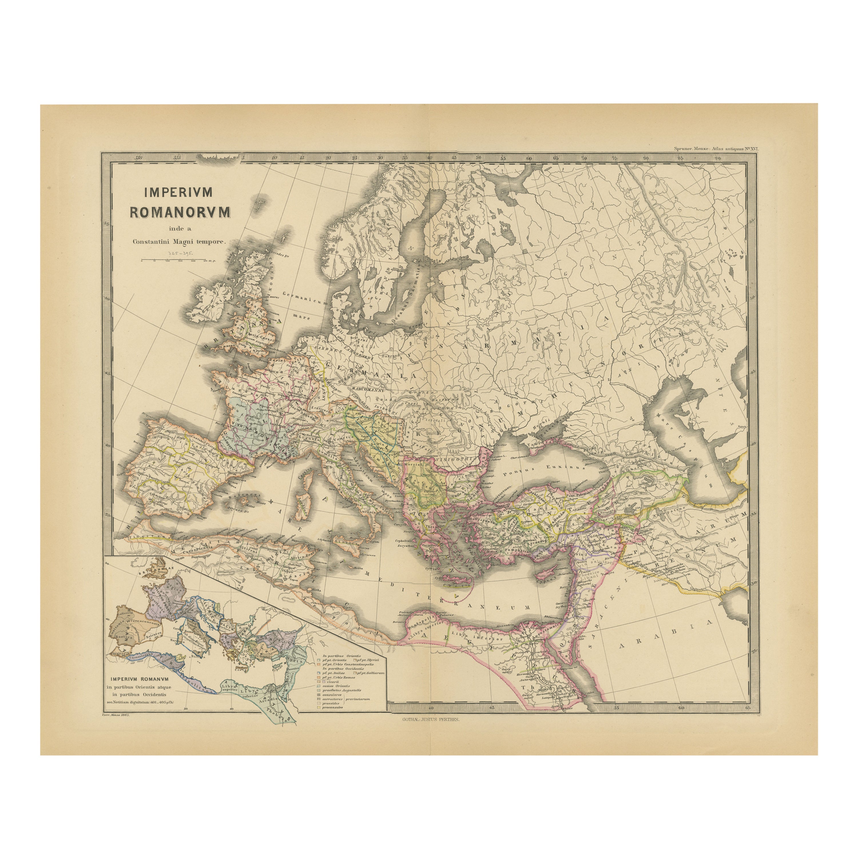 Ancienne carte des pouvoirs méditerranéens : Pompey to Actium (66-31 avant J.-C.), publiée en 1880