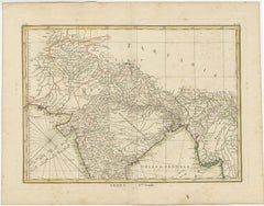 Old Map of North India From Kandahar East to Burma 'Pegu' and South to Goa, 1776