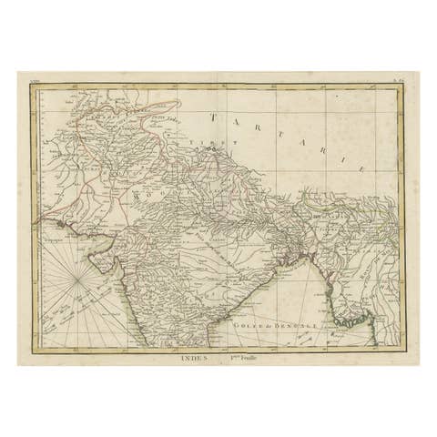 Old Map of North India From Kandahar East to Burma 'Pegu' and South to Goa, 1776