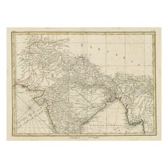 Carta geografica antica dell'India settentrionale da Kandahar a est fino a Burma 'Pegu' e a sud fino a Goa, 1776