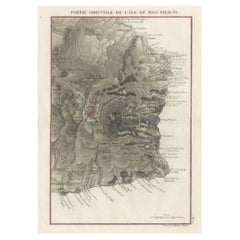 Old Map of Piton de la Fournaise, a Shield Volcano on Eastern Réunion Island