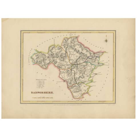 Old Map of Radnorshire 1844 – Presteigne Rhayader Knighton Llandrindod Wells