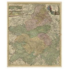 Mapa antiguo de la región Champaña-Ardenas con Reims, Troyes y Épernay en Francia, 1759