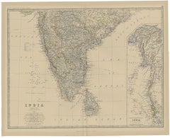 Old Map of Southern India and Ceylon 'Sri Lanka', 1882