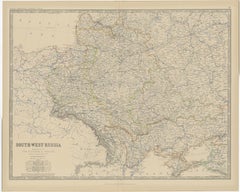 Old Map of Southern Russia, Incl the Extent of the Kingdom of Poland, 1882
