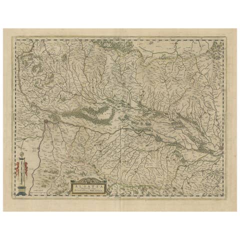 Old Map of the Alsace 'Elzas' Region with Lotharingen 'Lorraine', France, c1650