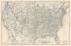 Old Map of the American Railroad Network and All Weather Roads on Verso, 1931
