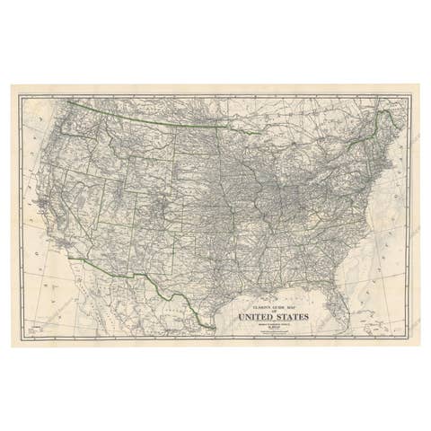 Old Map of the American Railroad Network and All Weather Roads on Verso, 1931