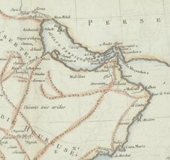 Carte ancienne de la péninsule arabe avec des parties d'Égypte, du Sudan, d'Éthiopie et d'Éthiopie