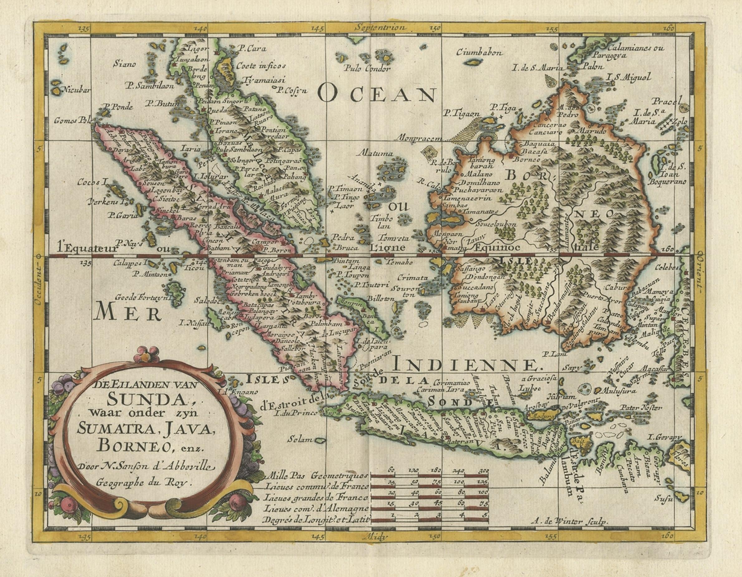Antique map Sunda Islands titled 'De Eilanden van Sunda, waar onder zyn Sumatra, Java, Borneo enz'. 

Old map of the Bangka Belitun Islands, part of the Greater Sunda Islands, including present-day Java, Sumatra, Borneo, part of Malaysia. Includes