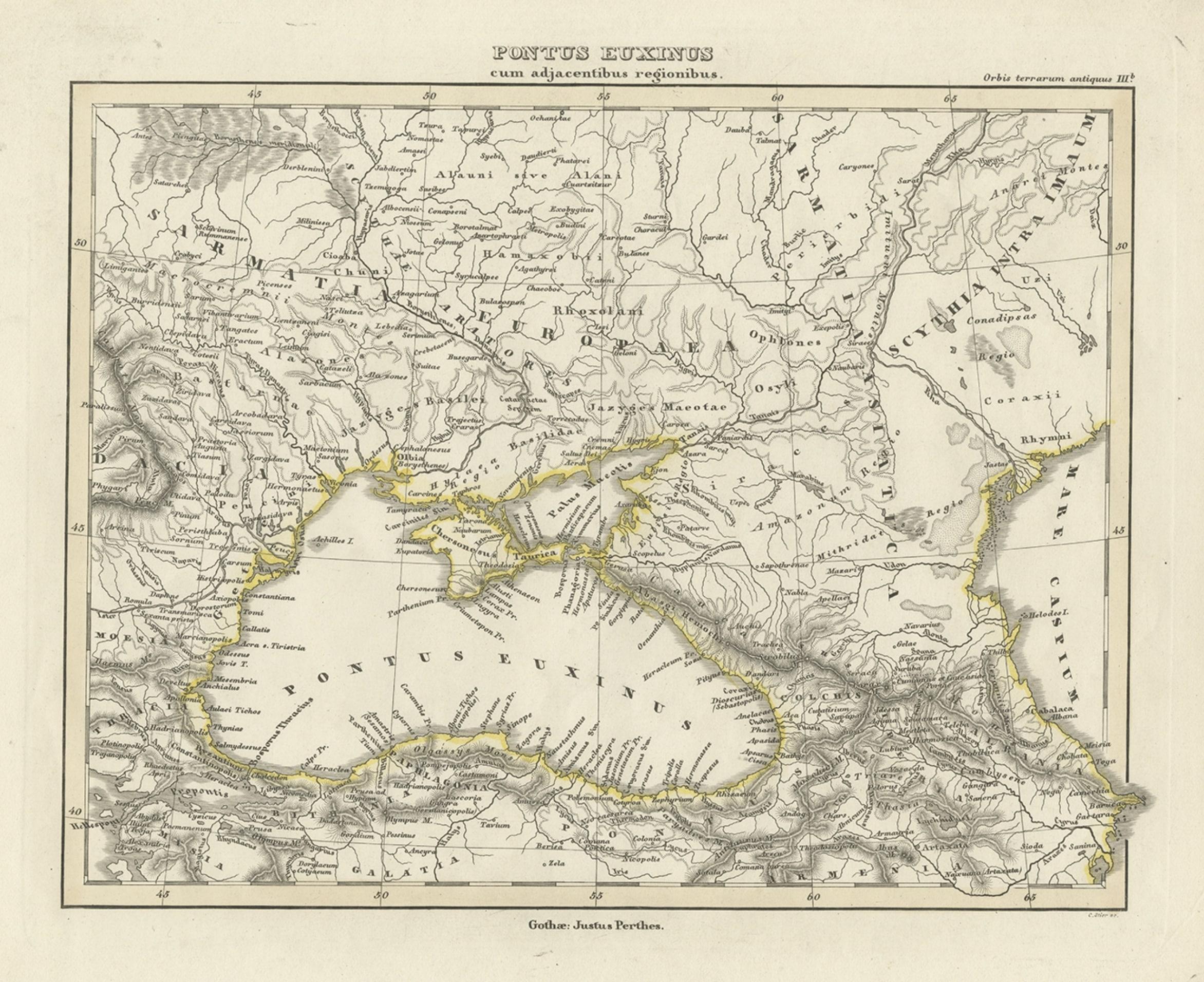 Ancienne carte de la mer noire, la Krim, l'Ukraine, la Russie, etc. dans Historic Times, 1848 Bon état - En vente à Langweer, NL