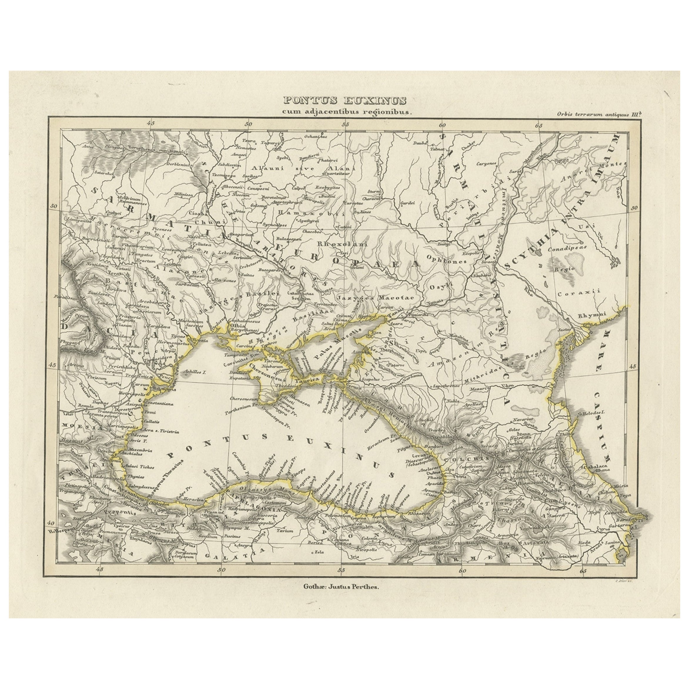 Vecchia mappa del Mar Nero, del Krim, dell'Ucraina, della Russia, ecc. in tempi storici, 1848