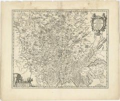 Old Map of the Burgundy Region Between Langres, Geneva, Lyon and Nevers, ca.1660