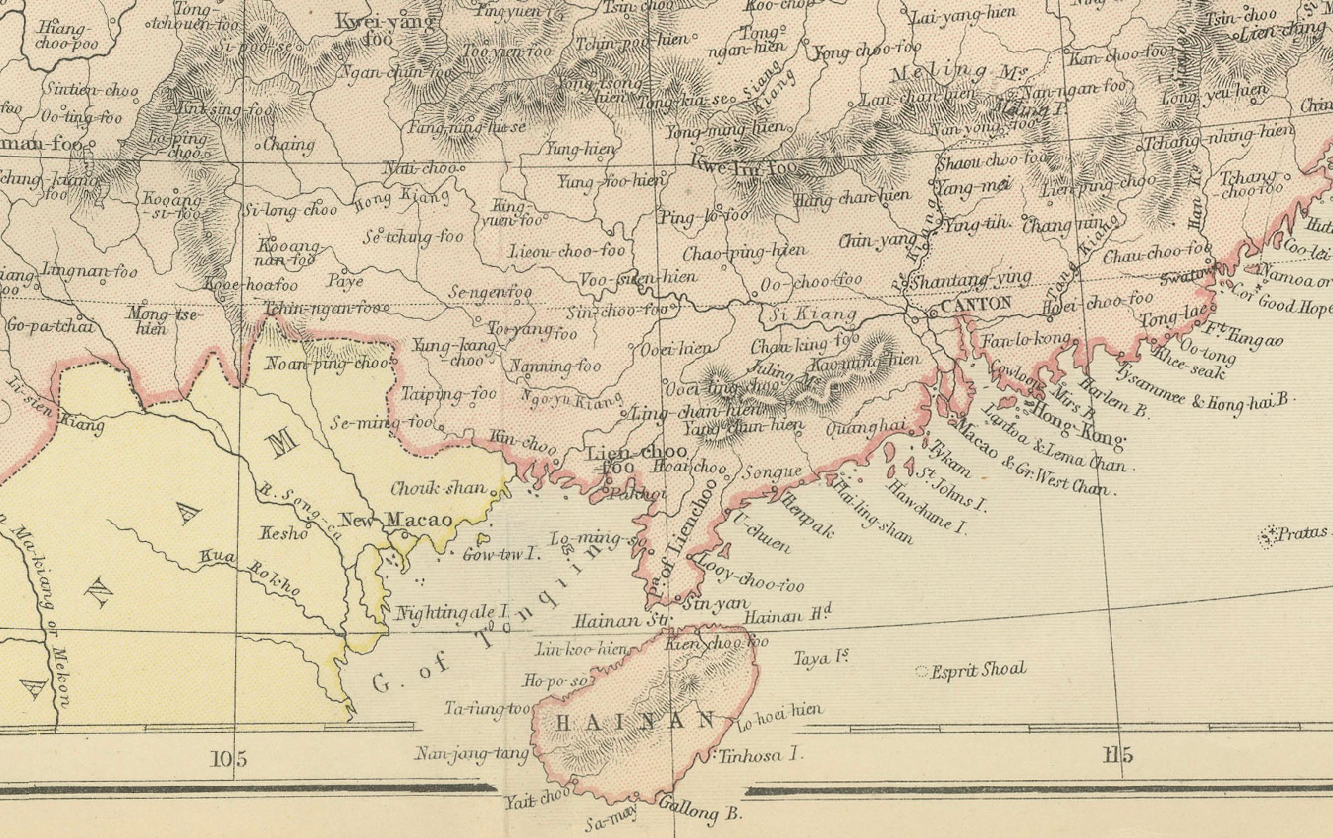 Late 19th Century Old Map of the Chinese Empire and Japan, 1882 For Sale