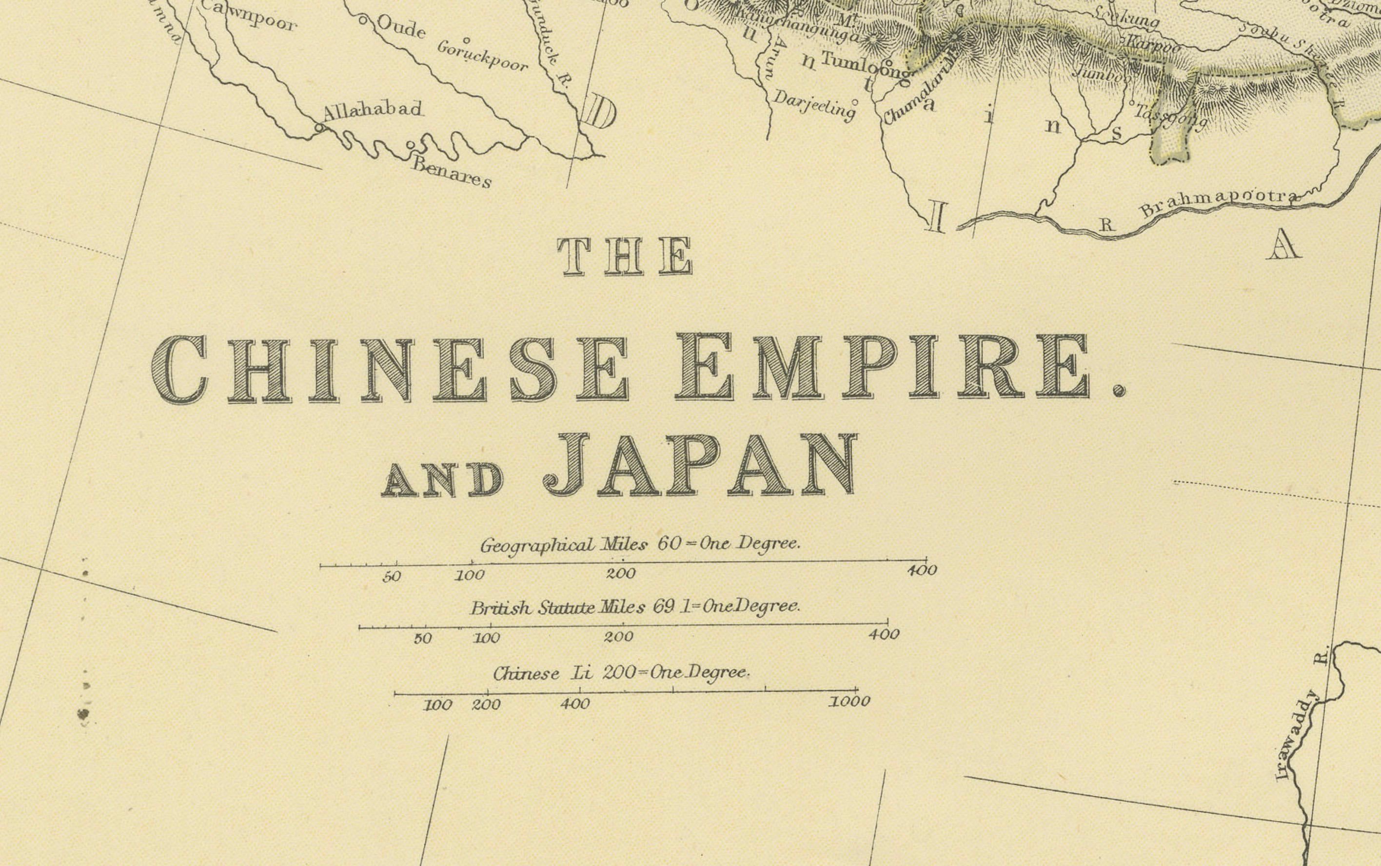 Paper Old Map of the Chinese Empire and Japan, 1882 For Sale