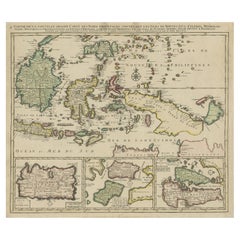 Carte ancienne des îles indonésiennes de l'Est, Borneo, Celebes, Nouvelle-Guinée, Bali, 1792