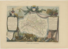 Old Map of the French Department of Loiret, France