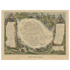 Ancienne carte du département français de Tarn, France
