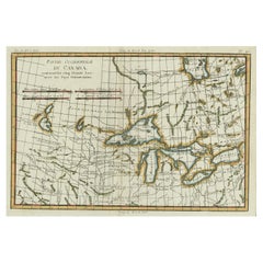 Antique Old Map of the Great Lakes and Upper Mississippi Valley, Northern America, c1780