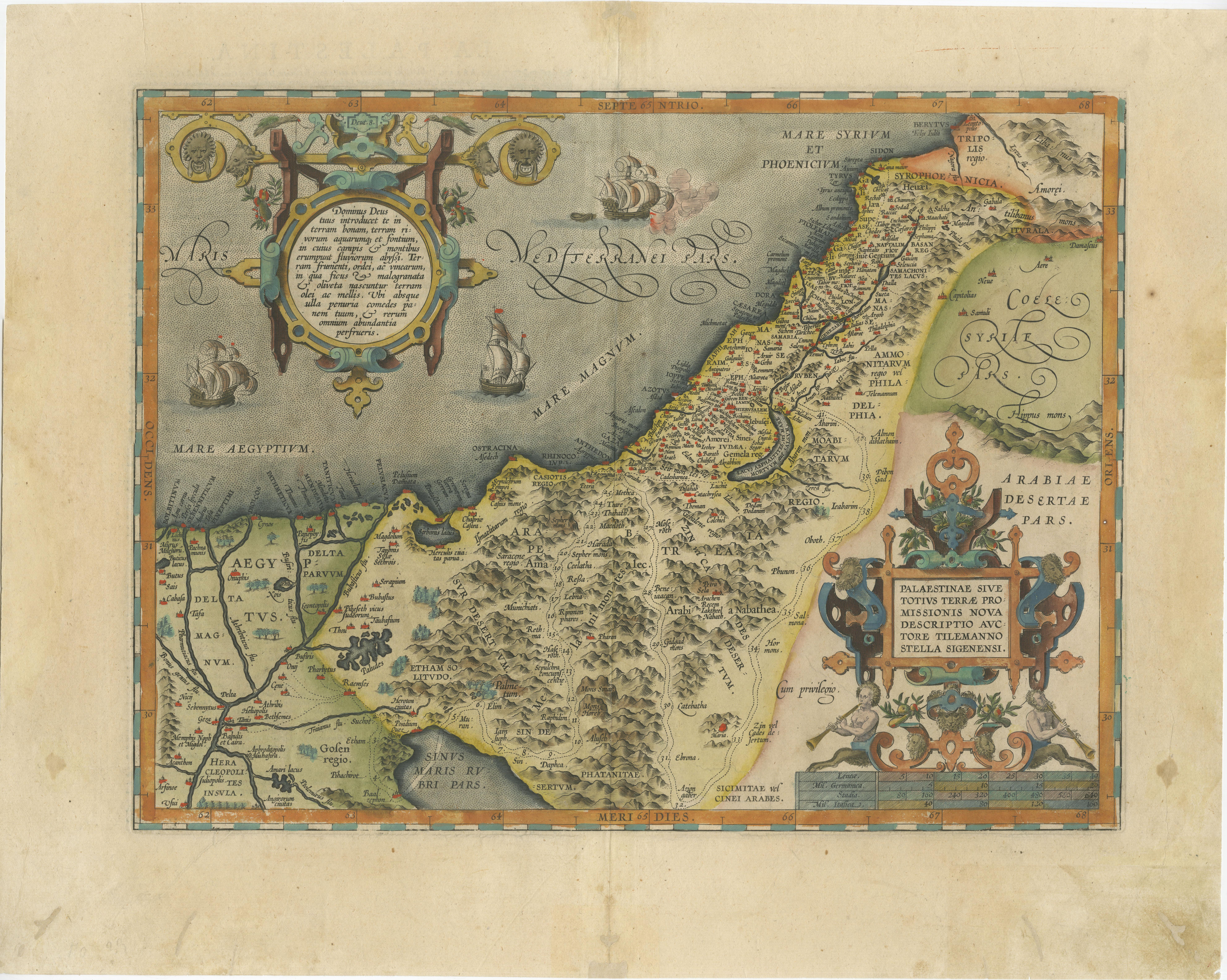 Title: 1584 Ortelius Map of the Holy Land, Palestine, Promised Land, and Biblical Regions

Description: This original 1608 (or 1612) map of the Holy Land, titled *Palestinae Sive Totivs Terrae Promissionis Nova Descriptio,* was created by Abraham