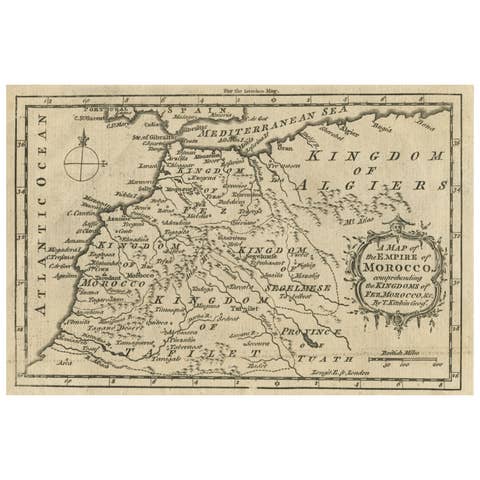 Old Map of the Kingdoms of Fez, Algiers, Segelmese, Tafilet and Morocco, ca.1760