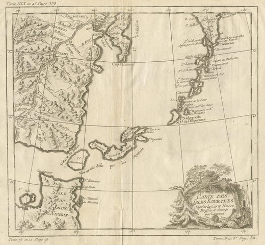 Old Map Of The Kurile Islands From Hokkaido Japan To Kamchatka Russia C 1750 For Sale At 1stdibs