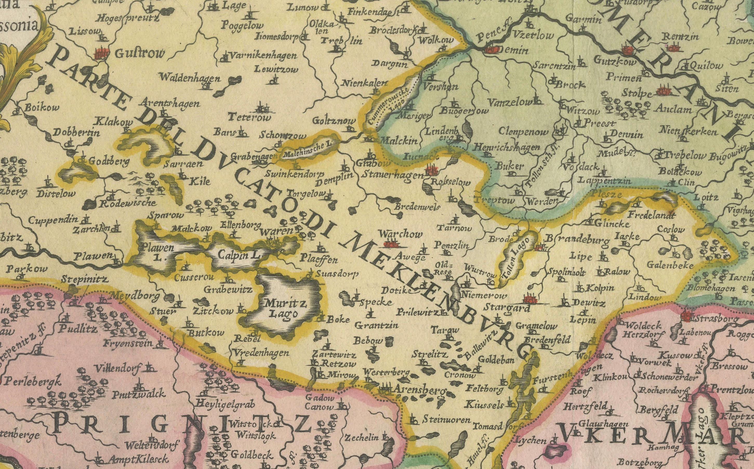 Gravé Ancienne carte du Margraviate de Brandenburg de Giacomo Cantelli da Vignola, 1687 en vente