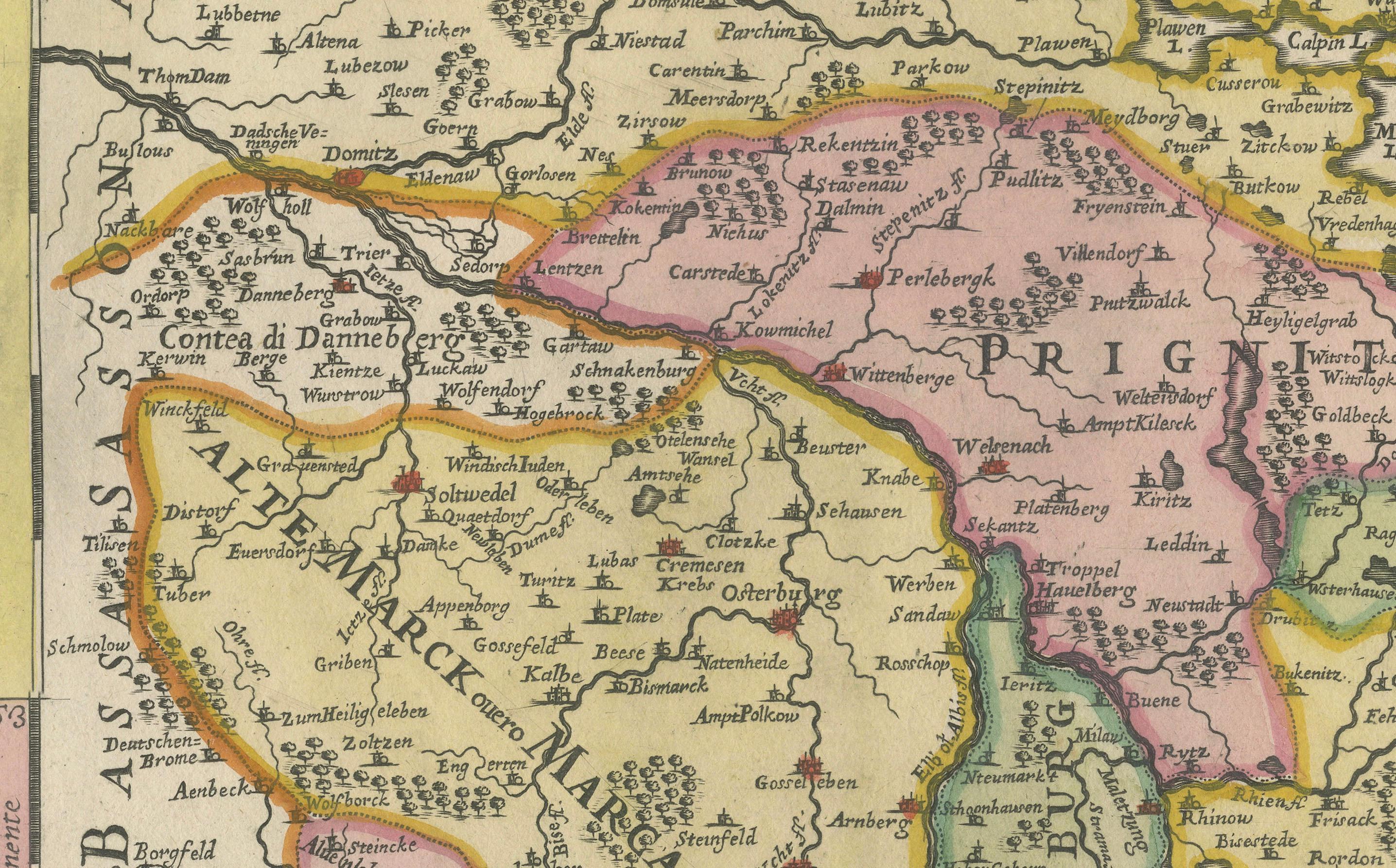 Fin du XVIIe siècle Ancienne carte du Margraviate de Brandenburg de Giacomo Cantelli da Vignola, 1687 en vente