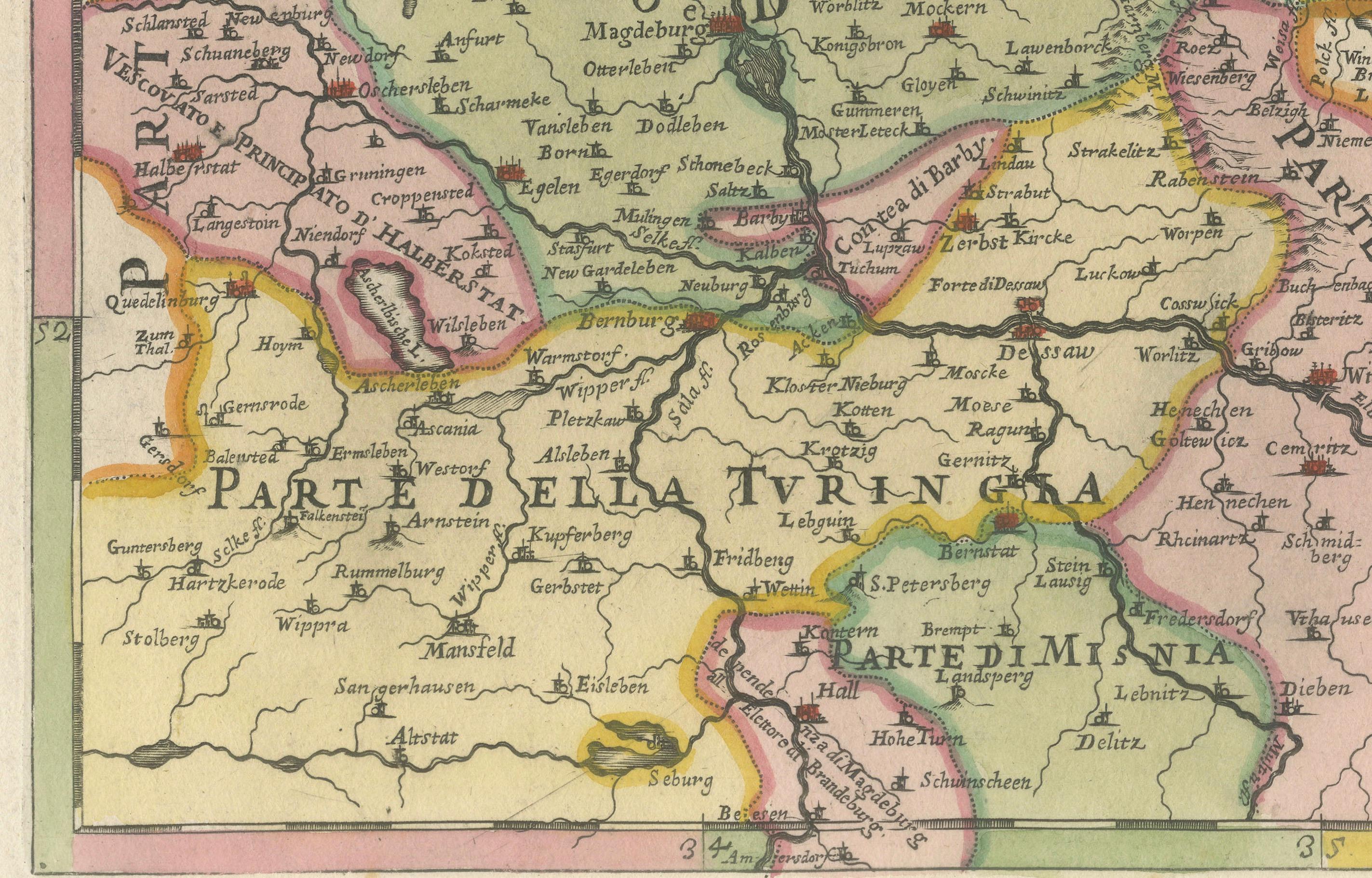 Papier Ancienne carte du Margraviate de Brandenburg de Giacomo Cantelli da Vignola, 1687 en vente