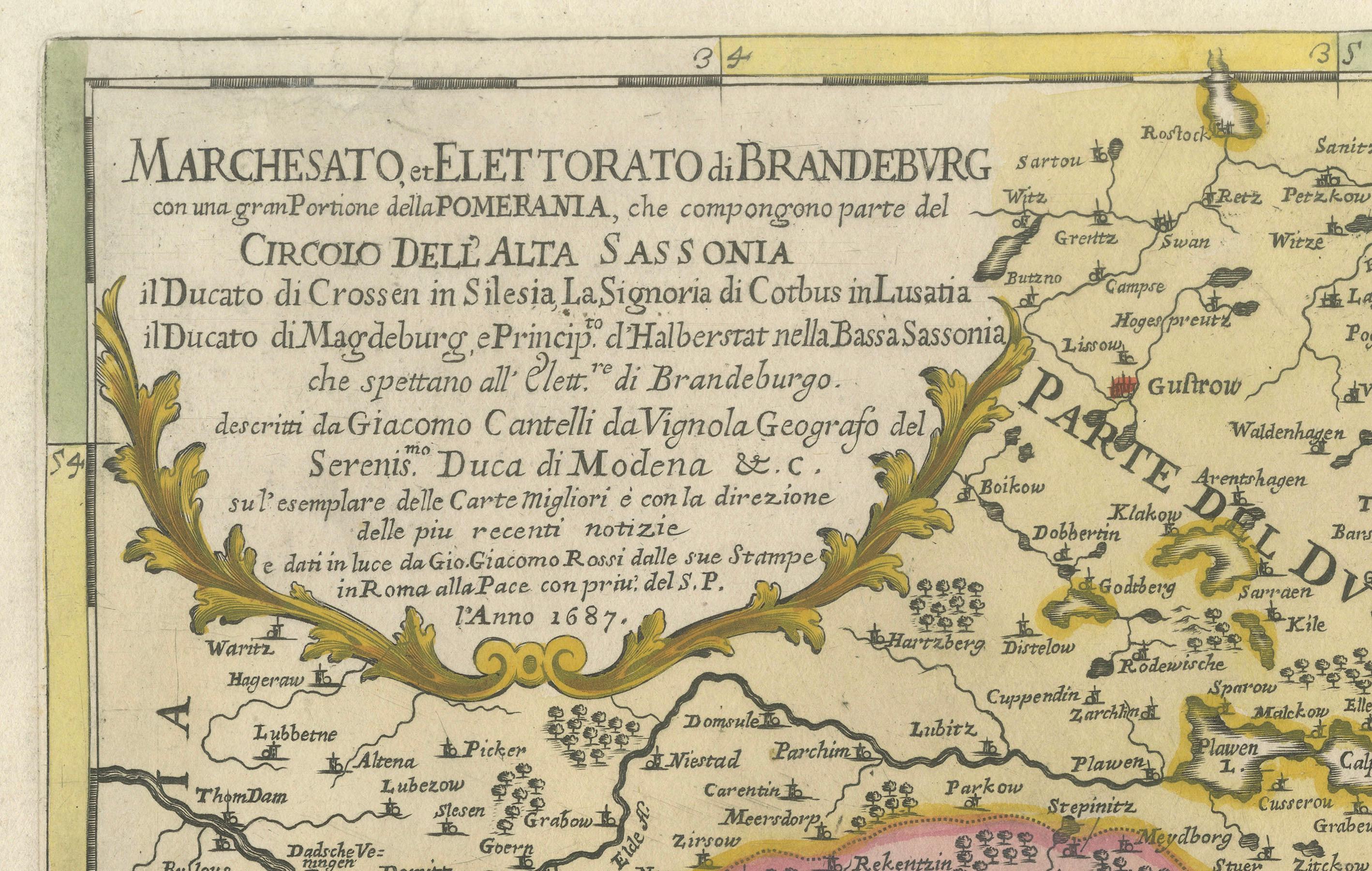 Ancienne carte du Margraviate de Brandenburg de Giacomo Cantelli da Vignola, 1687 en vente 3