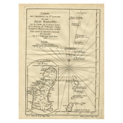 Antique Old Map of the Mariana Island, Guam and Saipan, 1752